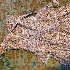 Floral Pink Dress with Ruffle Details